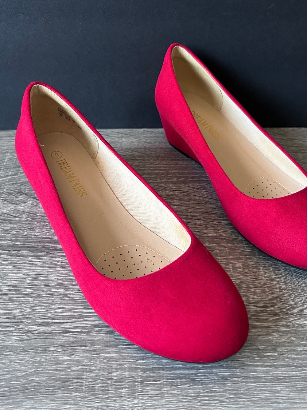 Dream Pairs Bright Red Suede Wedge Heels